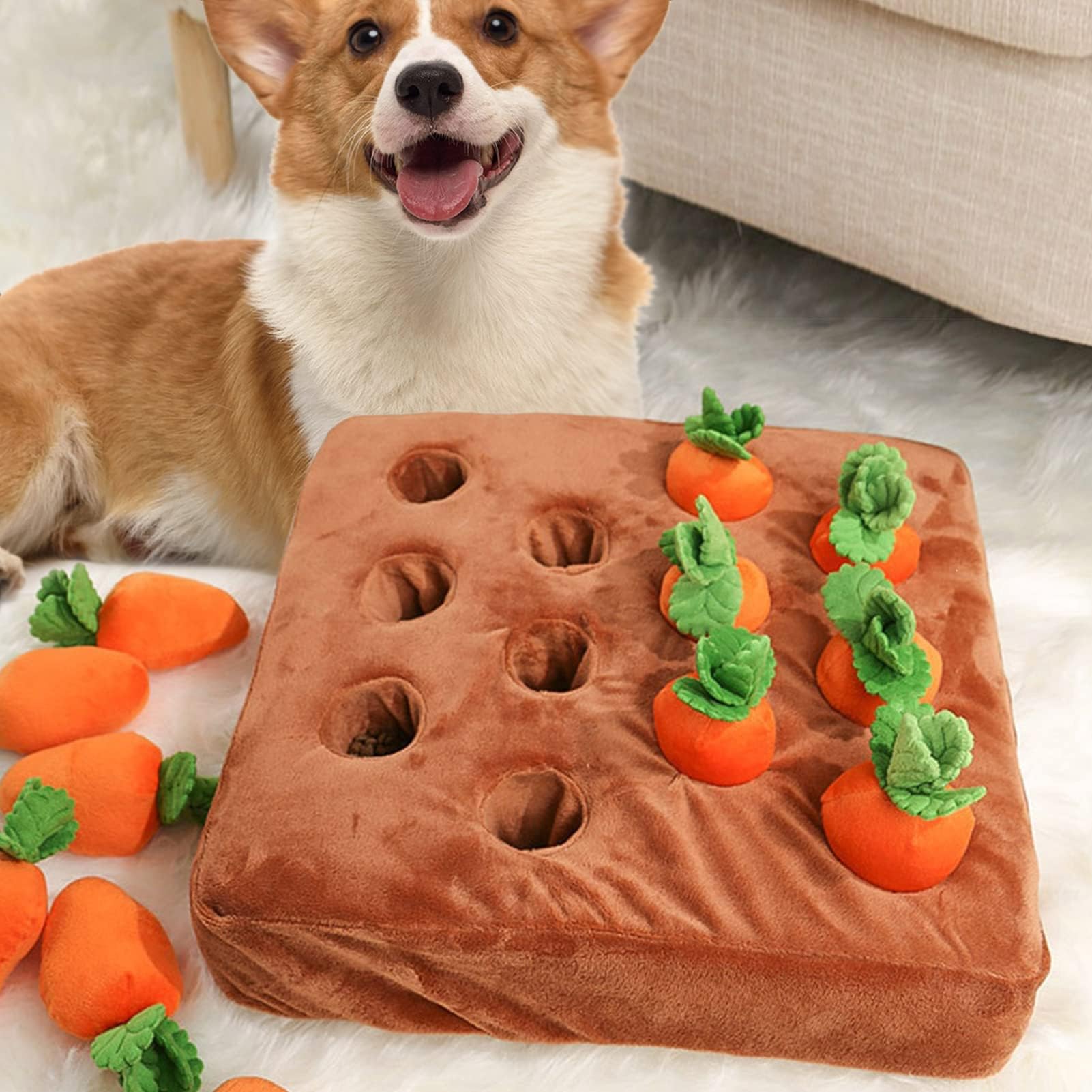 DIYGIFF carrot dog toy machine washable for easy care