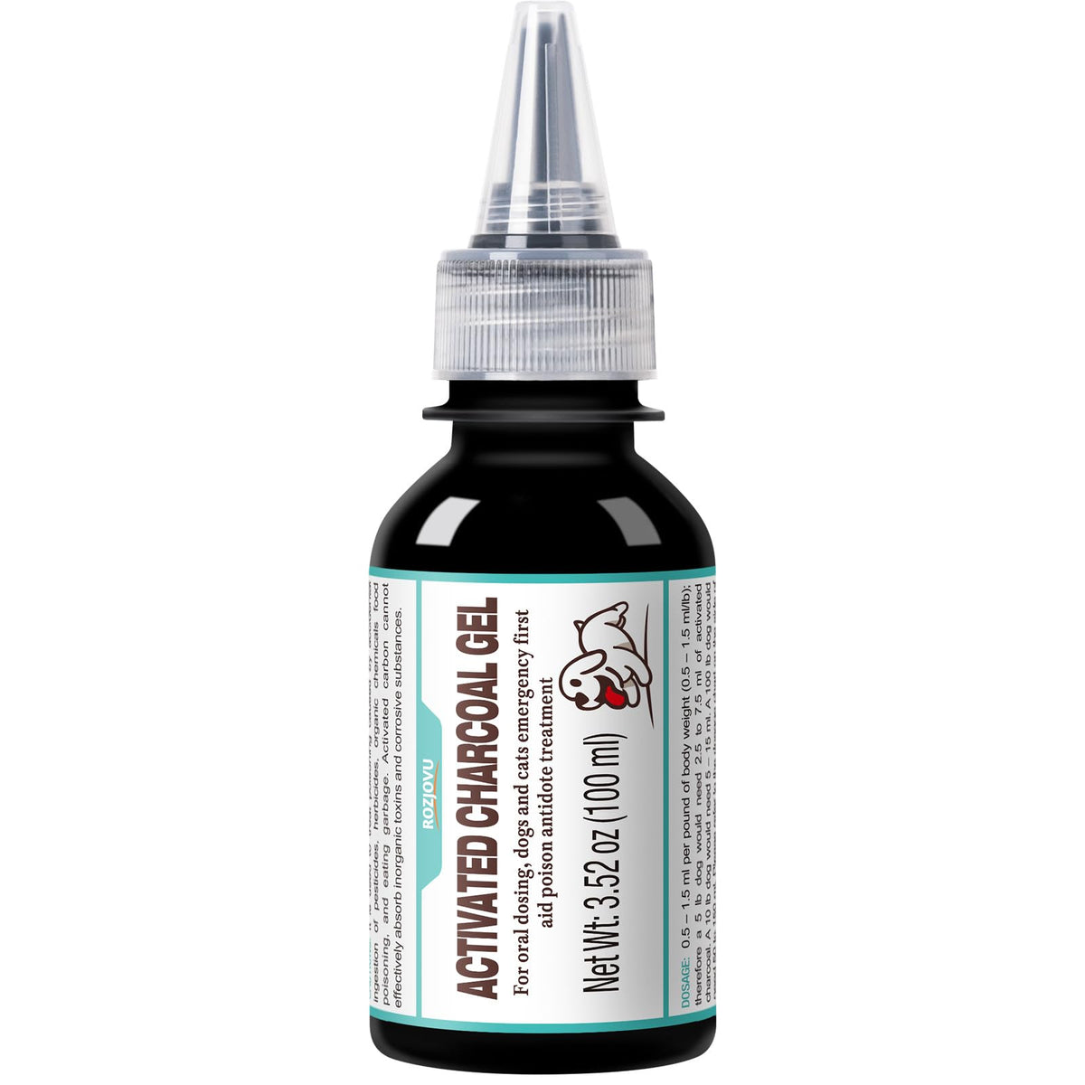 Diytoolsman activated charcoal gel for dogs bottle pour enables rapid toxin binding.