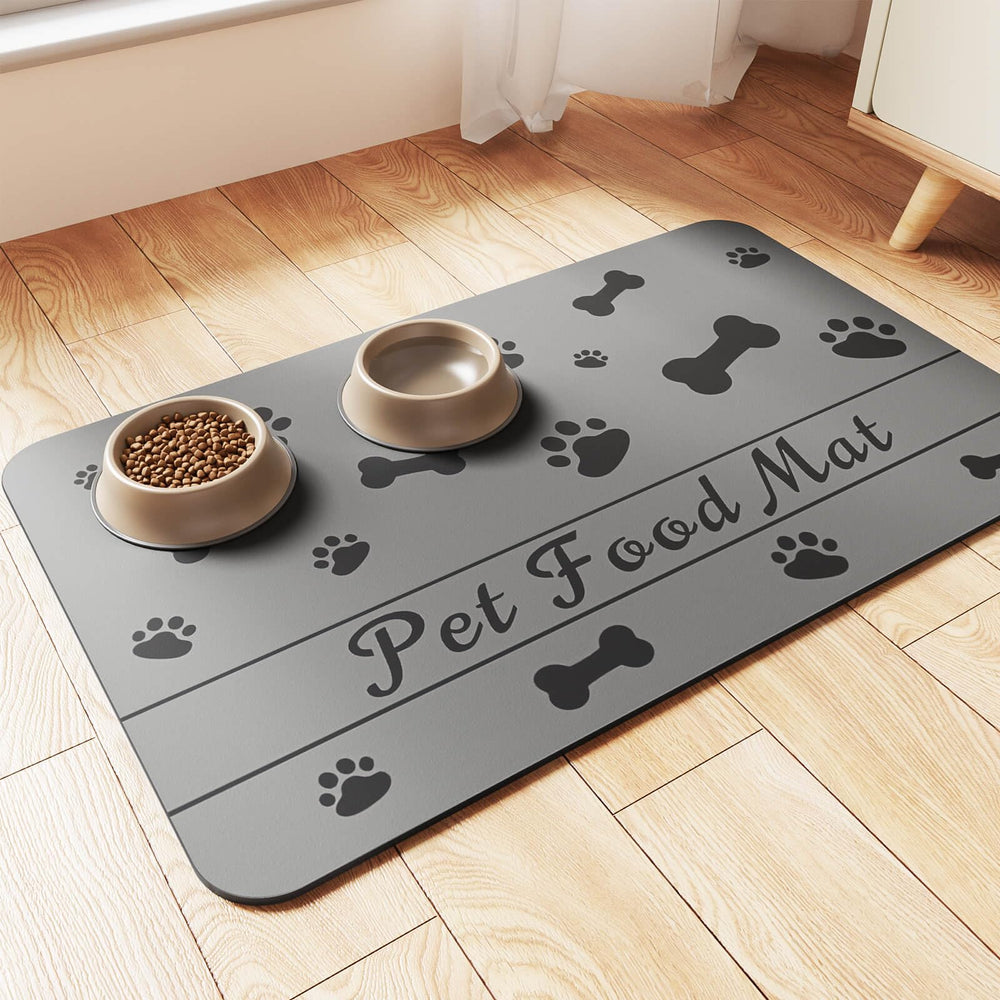 DK177 pet feeding mat with absorbent surface soaks spills quickly, keeping floors clean.