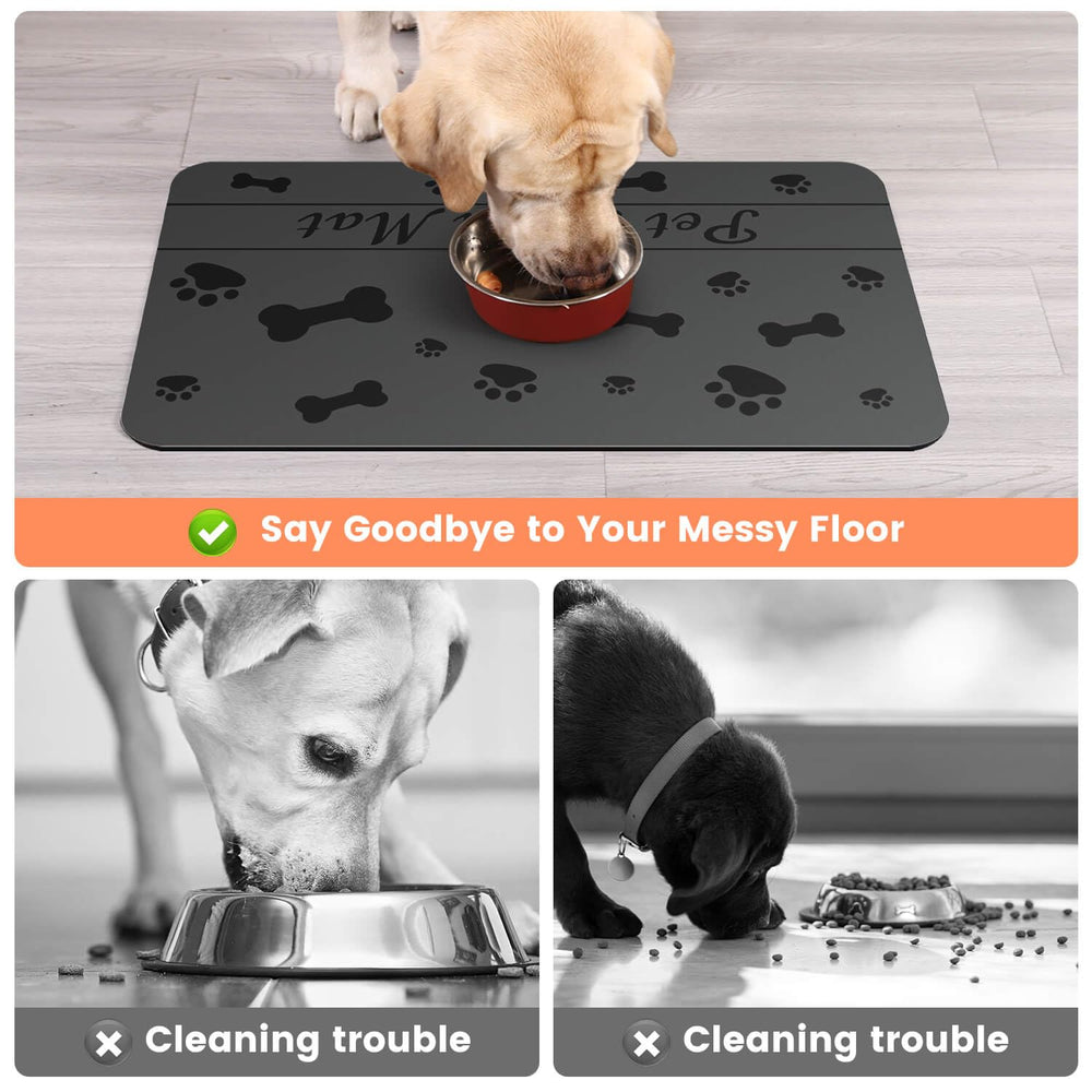 Non-slip backing keeps DK177 mat in place during meals, bones