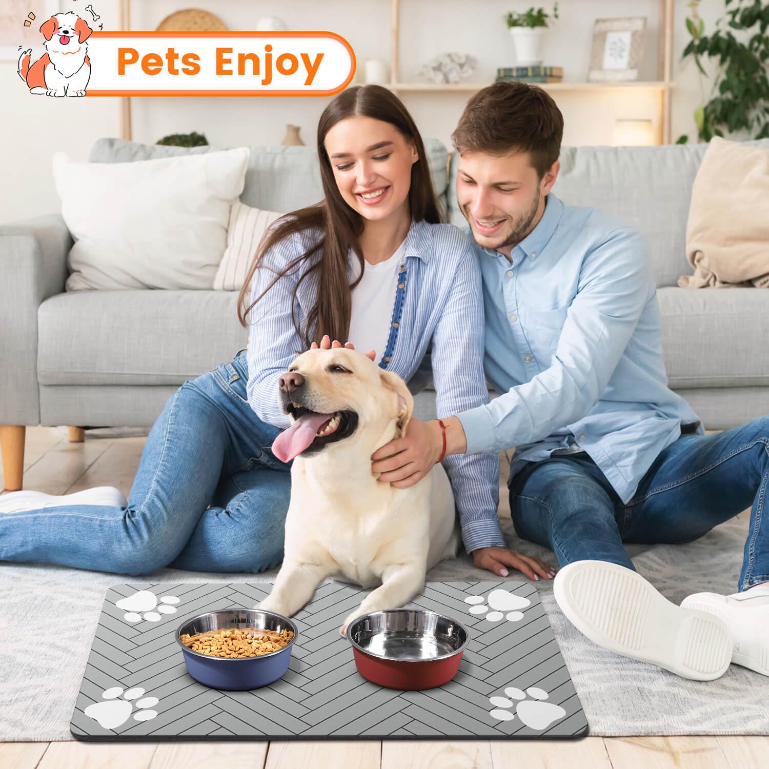 Durable DK177 mat protects floors and keeps the feeding space hygienic.