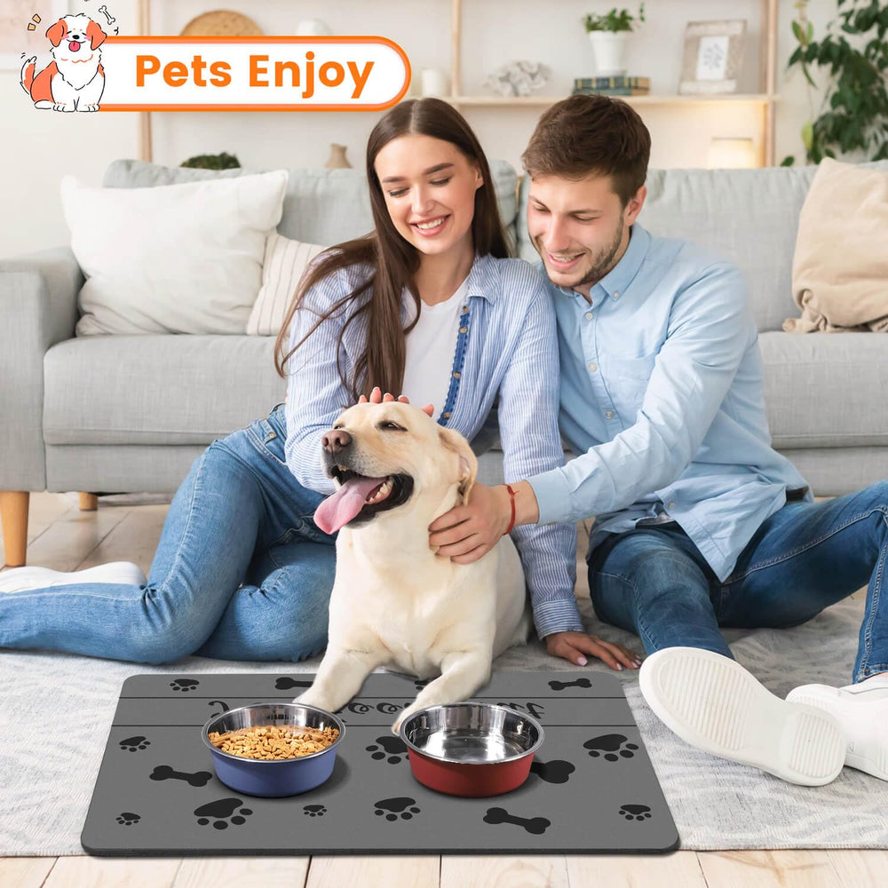 Multi-pet friendly DK177 feeding mat for dogs and cats, bones