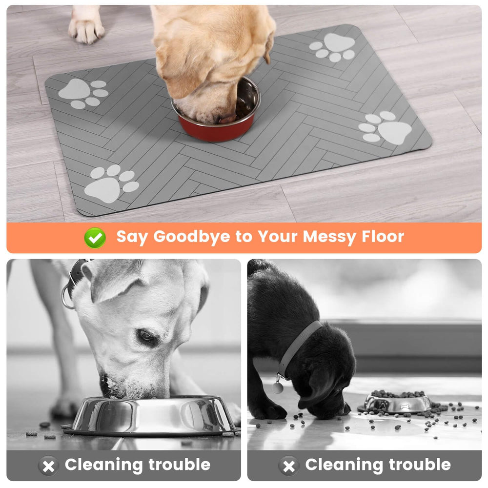 DK177 pet feeding mat waterproof backing prevents water from reaching the floor.