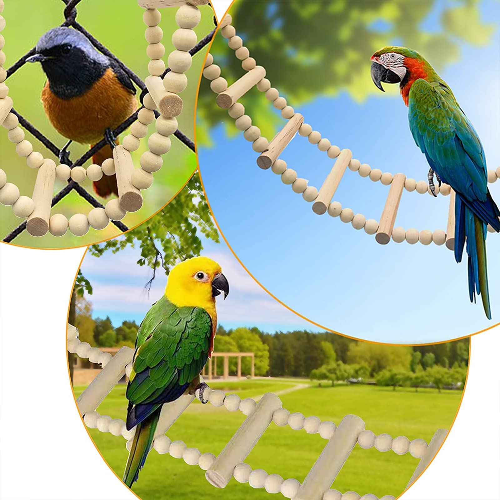 Dnoifne Bird Ladder Bridge beads between rungs promote grip and balance.