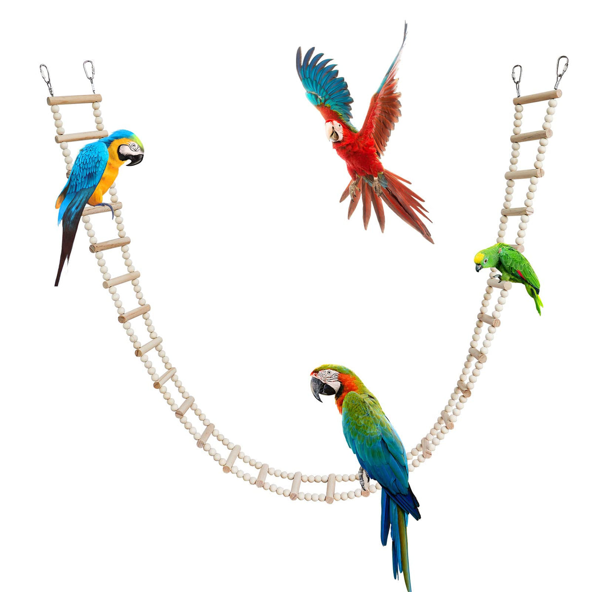 Dnoifne bird ladder bridge with wooden stairs for engaging bird play