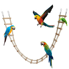 Dnoifne Bird Ladder Bridge wooden steps enable safe bird climbing and play.