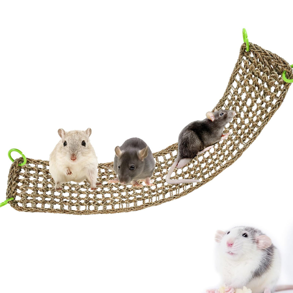 Dnoifne rat climbing mat hammock in seagrass provides a roomy perch for small pets.