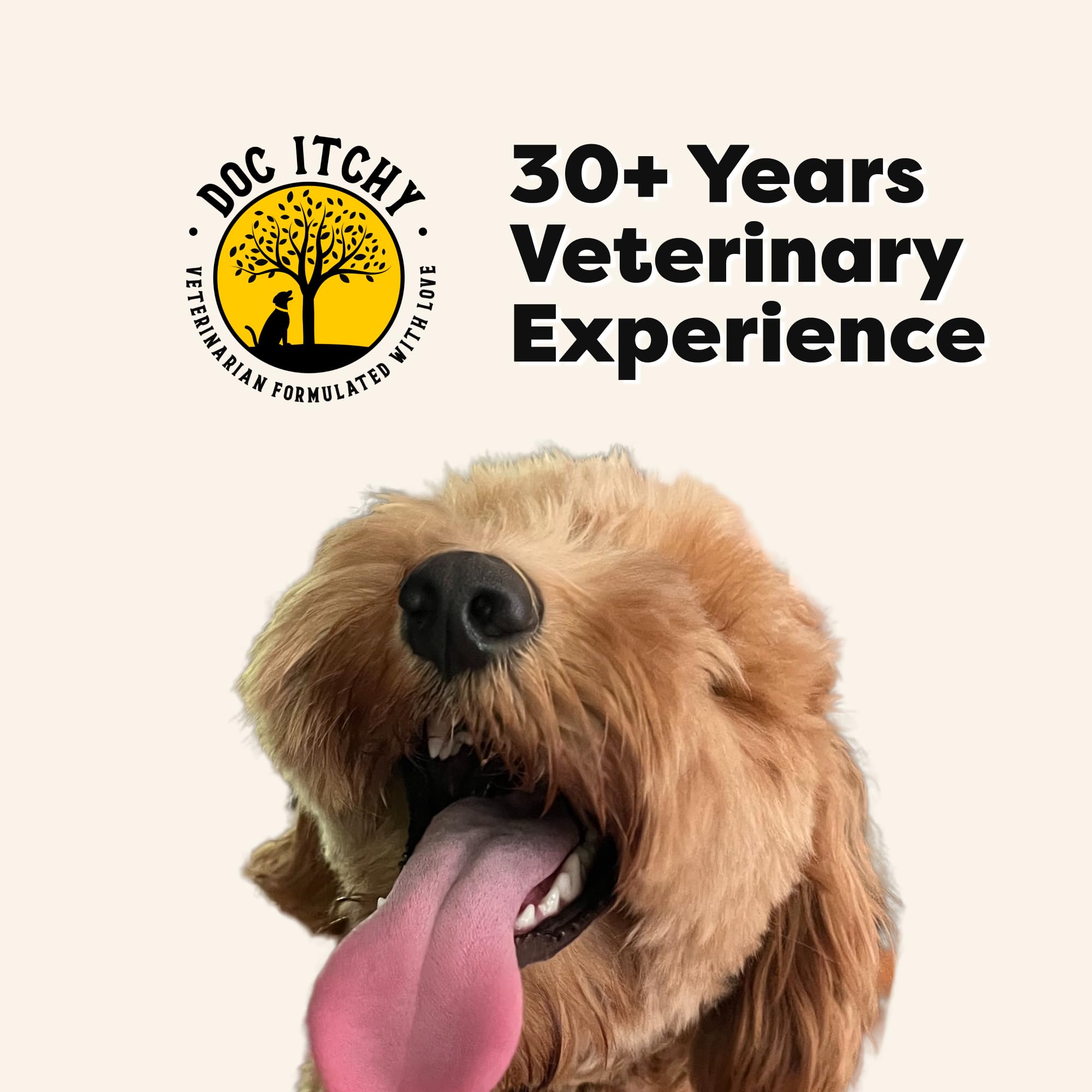 DocItchy vet-dermatologist-formulated stamp reassures pet parents about care.