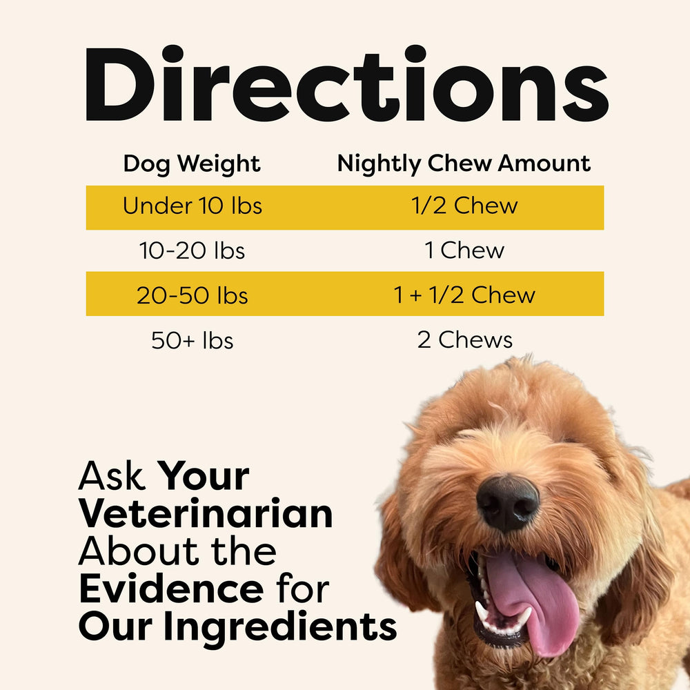 Doc Itchy calm before bed dog chews emphasize anxiety relief and restful sleep