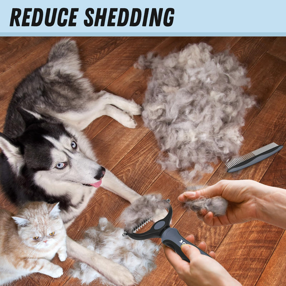 Docrok 2-in-1 rake-and-comb used on legs and tails for smooth grooming