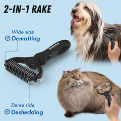 Docrok dematting brush for dogs and cats easily removes loose fur.