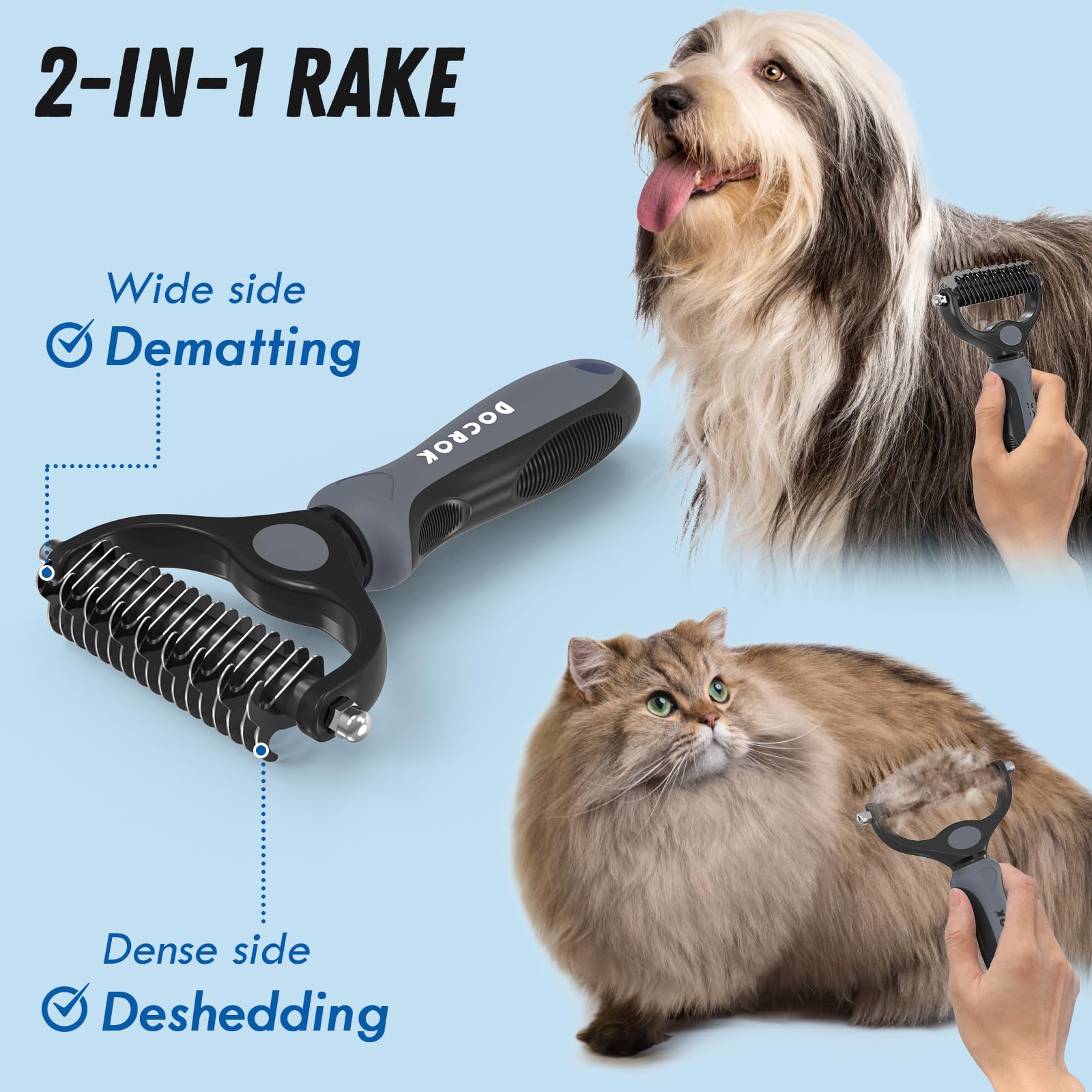 Docrok metal comb for dogs with teeth aligned for knot removal