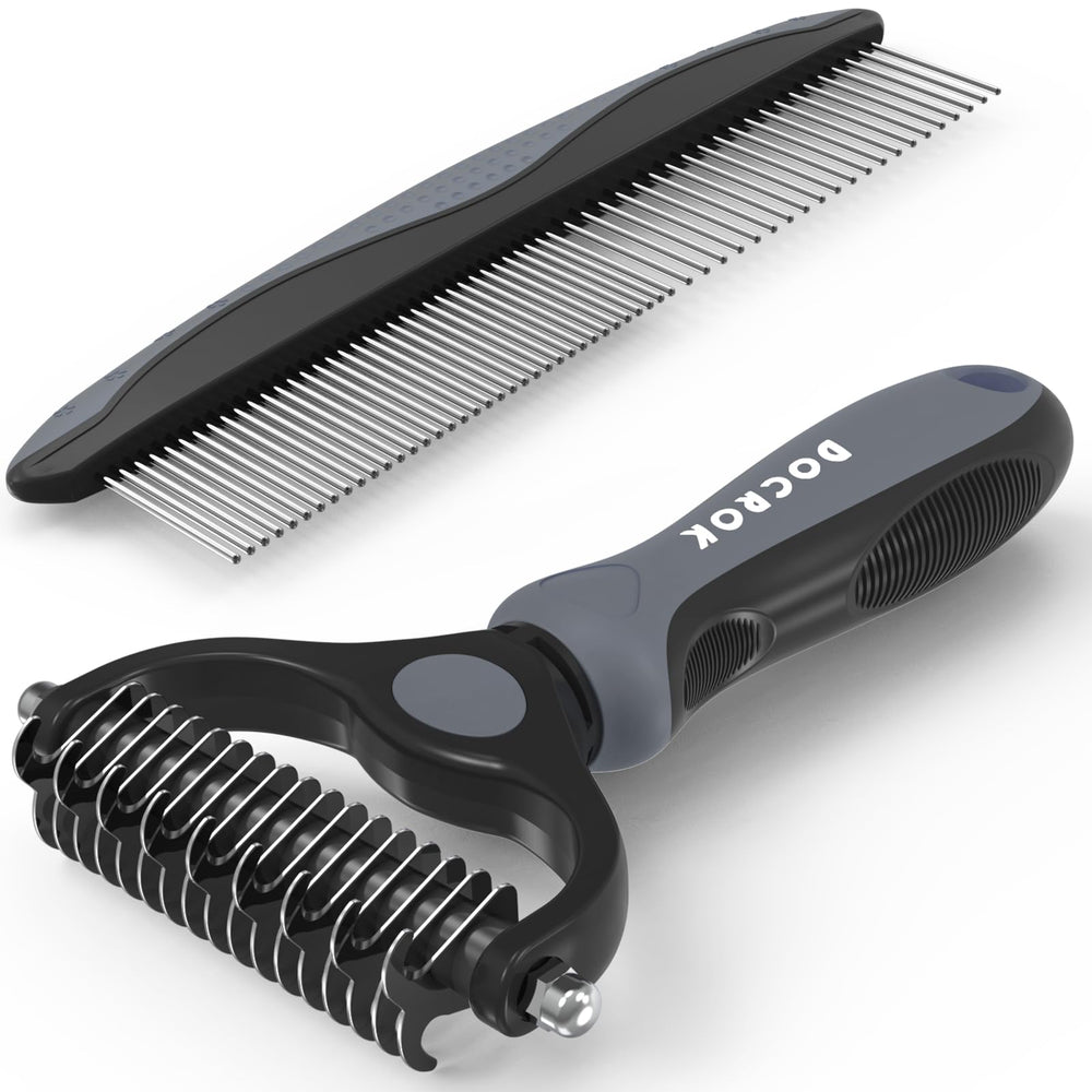 Docrok pet grooming brush close-up showing soft edge for gentle detangling