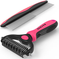 Docrok pet grooming brush pink handle for gentle detangling on dogs and cats