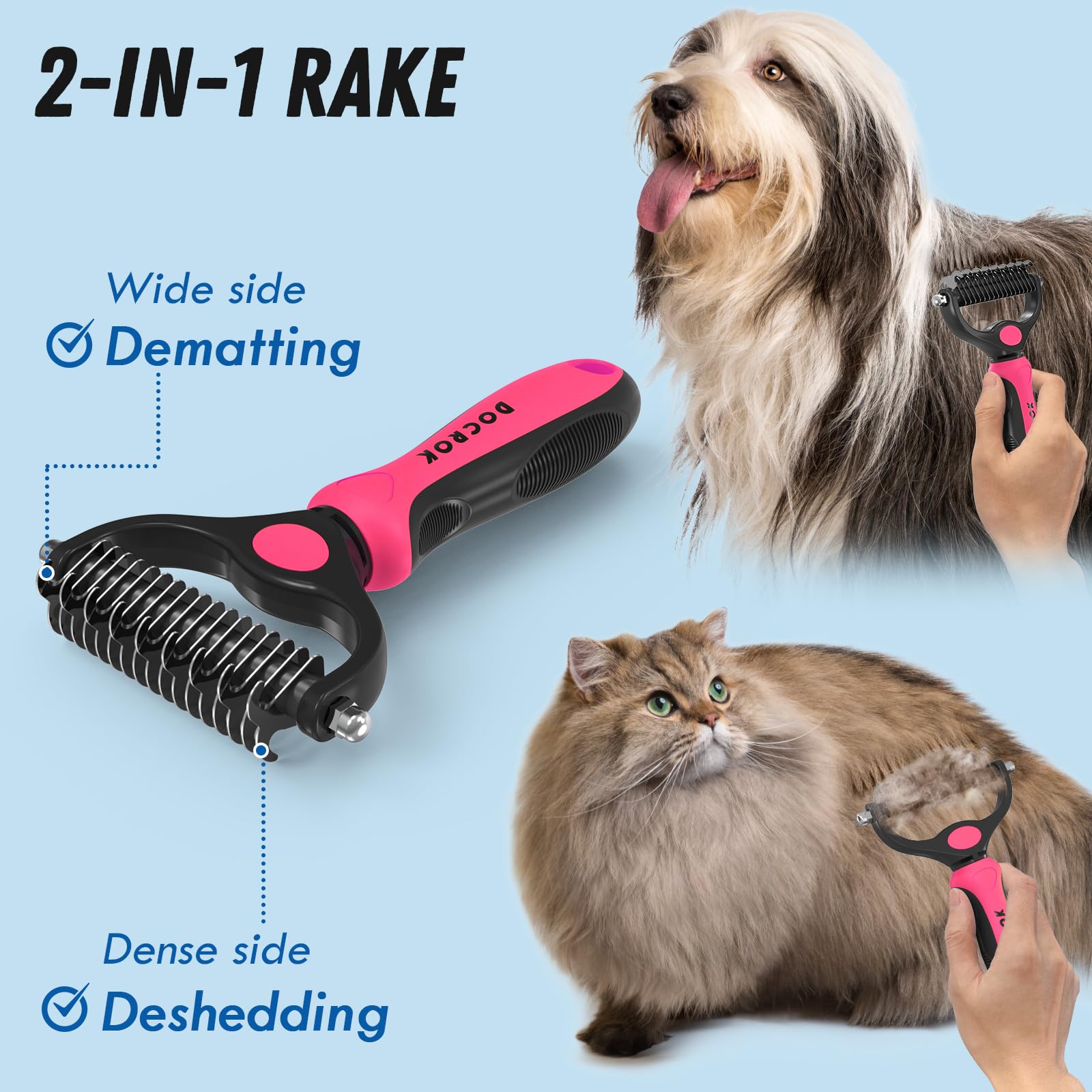Docrok pet grooming comb with metal teeth for precise knot removal