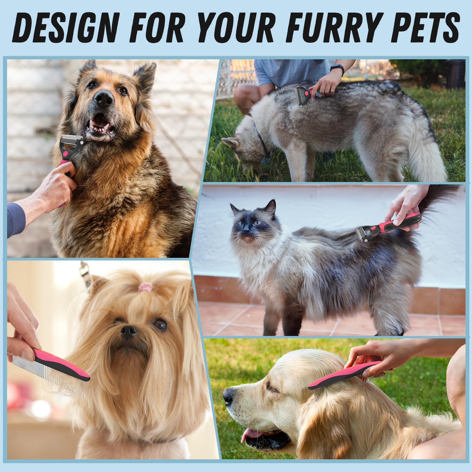 Docrok pink handle detail highlights comfortable grip during grooming