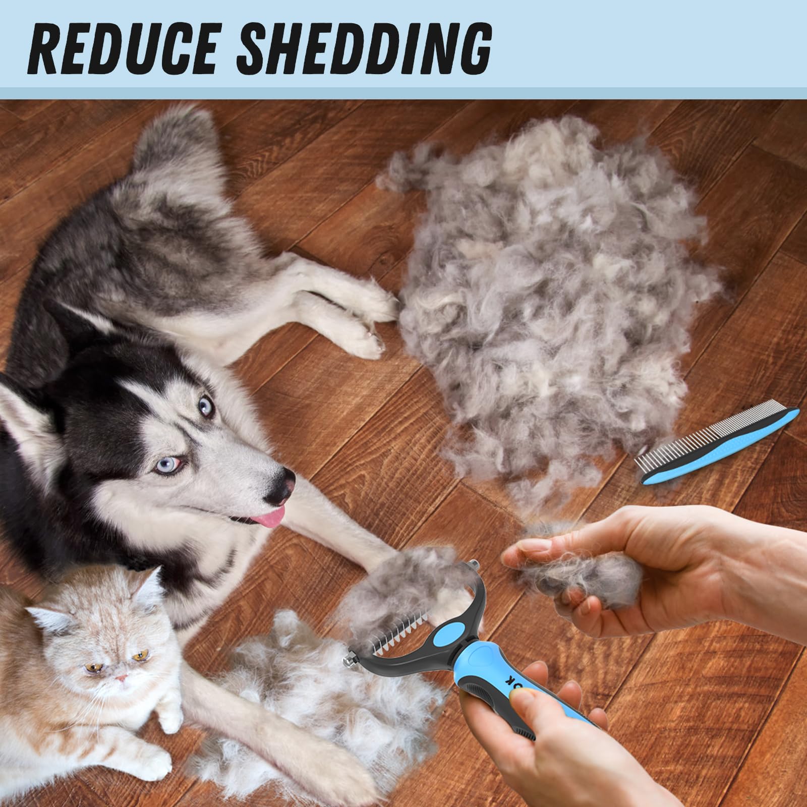 Docrok Soft edge brush offers comfortable grooming without pulling skin.