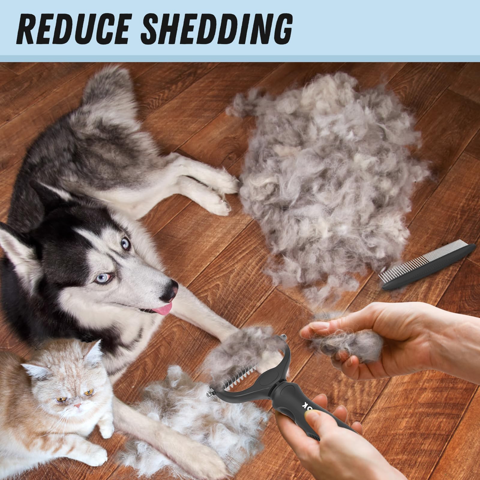 Docrok stainless steel teeth provide durable, effective detangling.