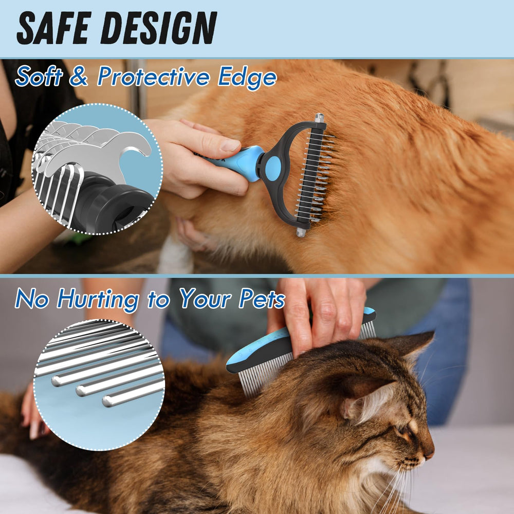 Docrok Two-in-one comb clears knots and removes loose fur efficiently.
