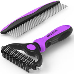 Docrok undercoat rake dematting brush aids gentle detangling for long-haired pets