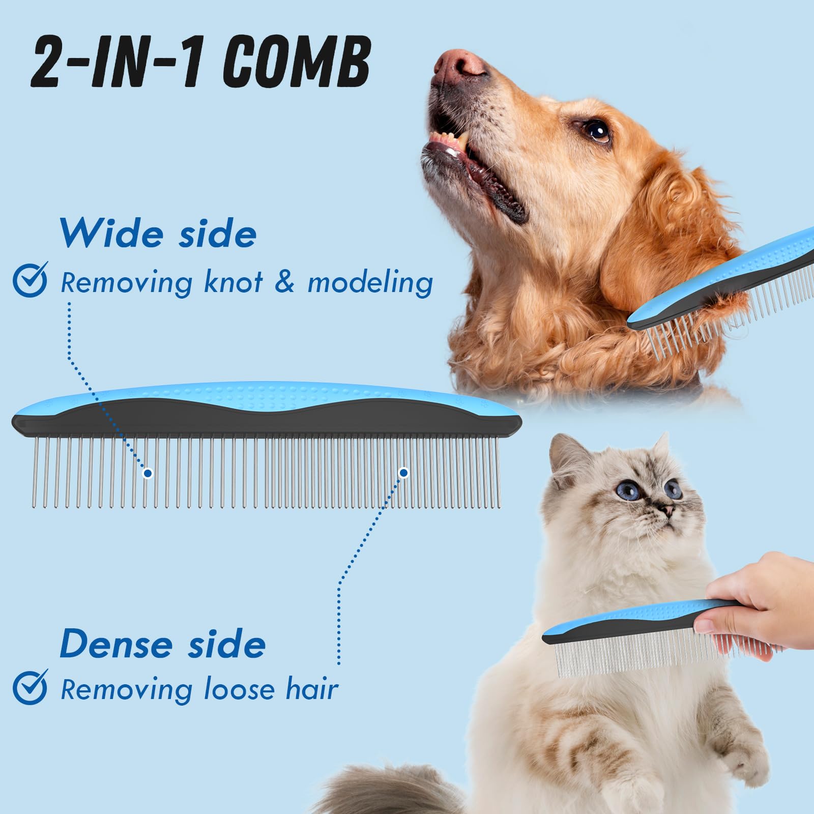 Docrok Undercoat rake for dogs cats eases matting with gentle detangling.