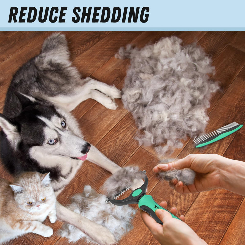 Docrok wide and dense sides demonstrate two-in-one dematting and deshedding tool.