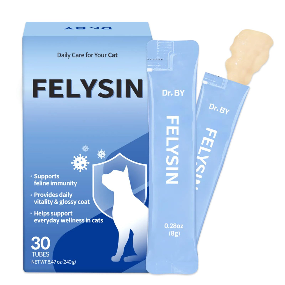 Doctor By FELYSIN lysine lickable supplement for cats boosts immune response and daily comfort.