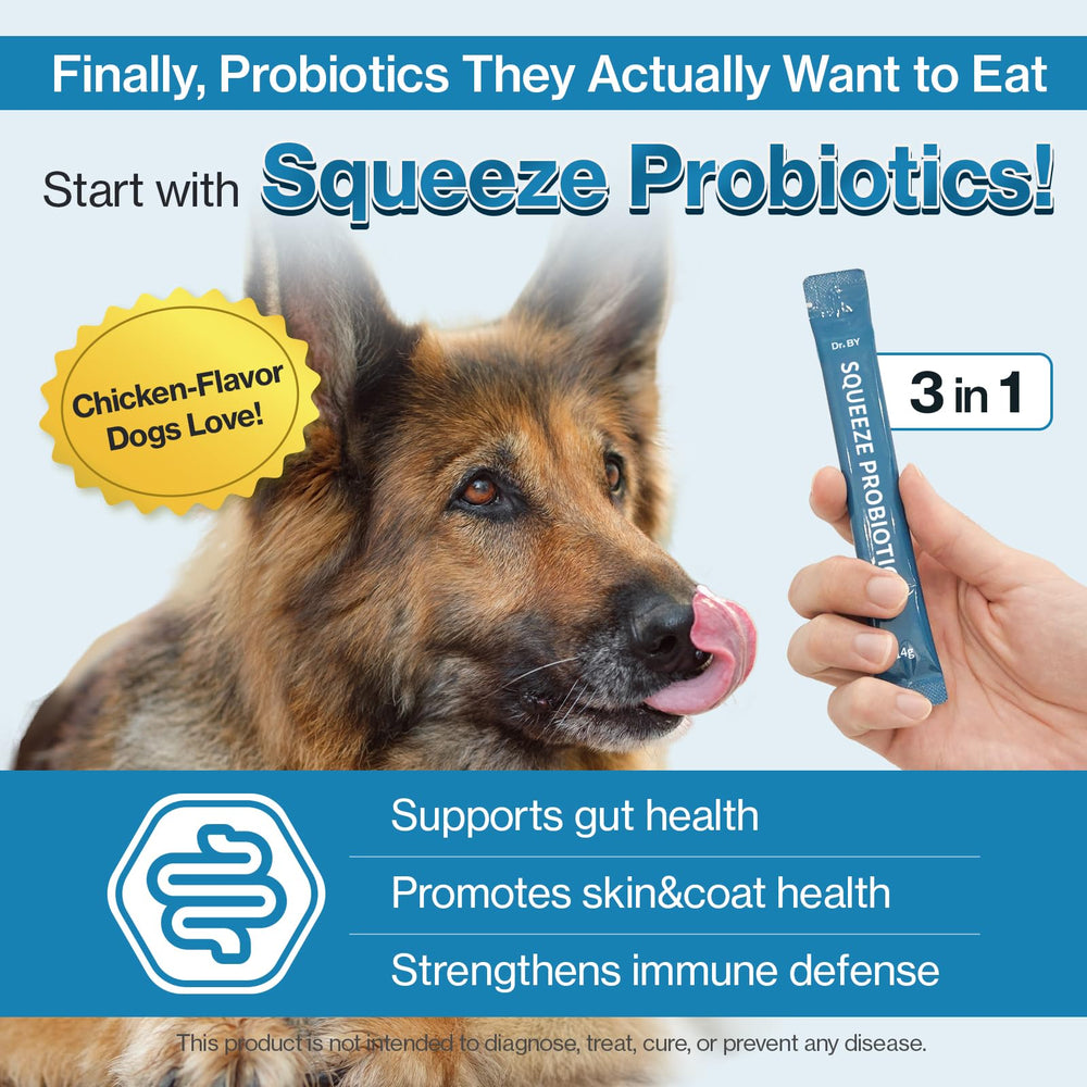 Doctor By Squeeze Probiotics for Dogs 3-in-1 benefits in one paste.