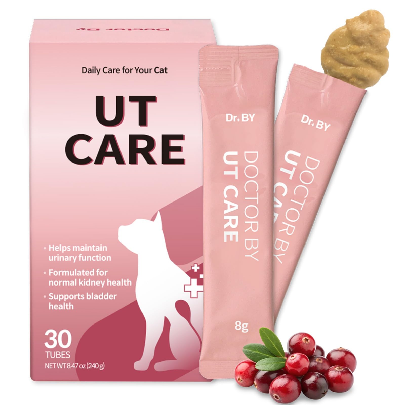 Doctor By UT Care bottle with lickable formula for cat urinary wellness.