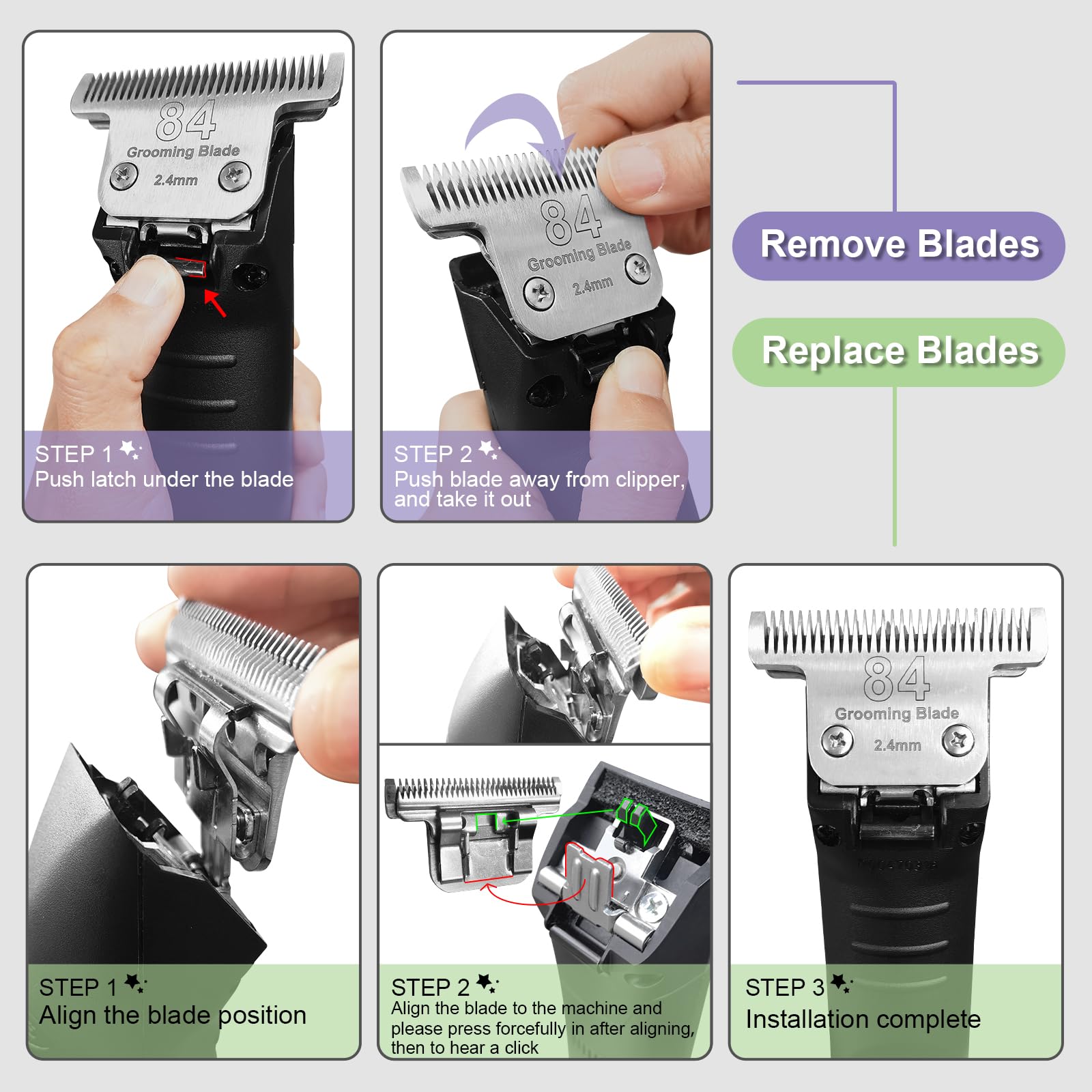 DODAER professional dog grooming blade for at-home touchups.