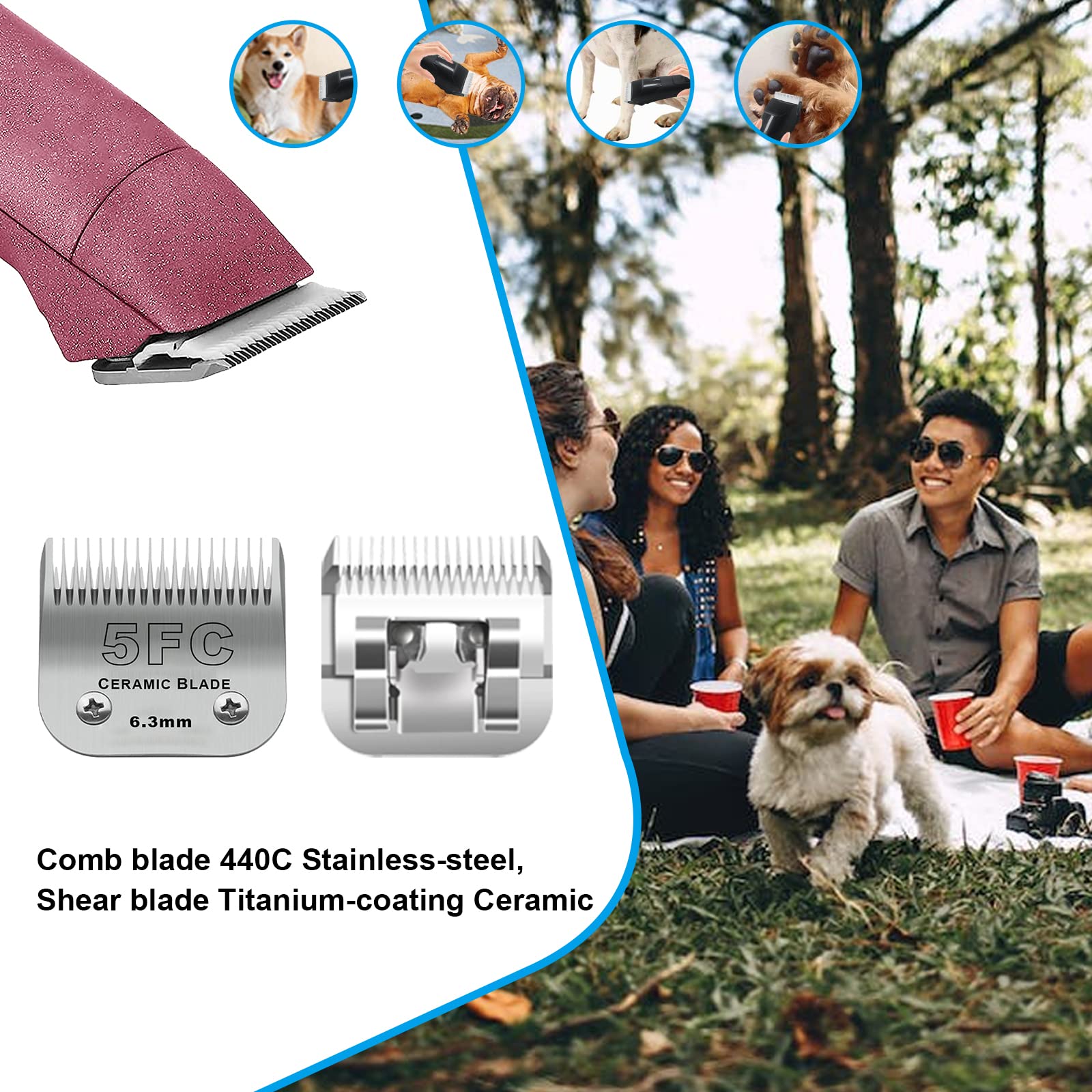 DODAER stainless comb blade close-up highlighting durable material.
