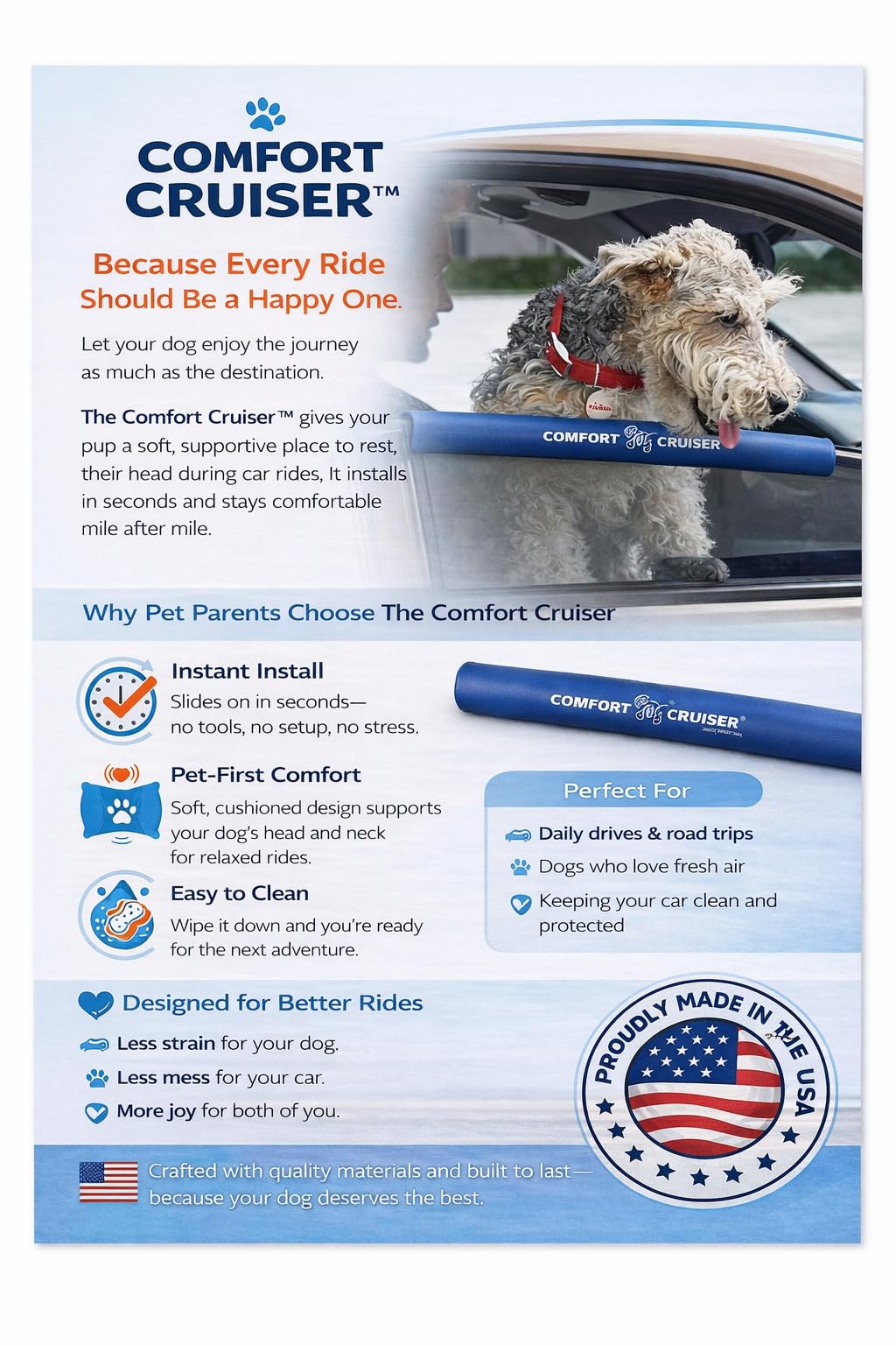 Dog Bed King USA Comfort Cruiser trim to fit your vehicle window