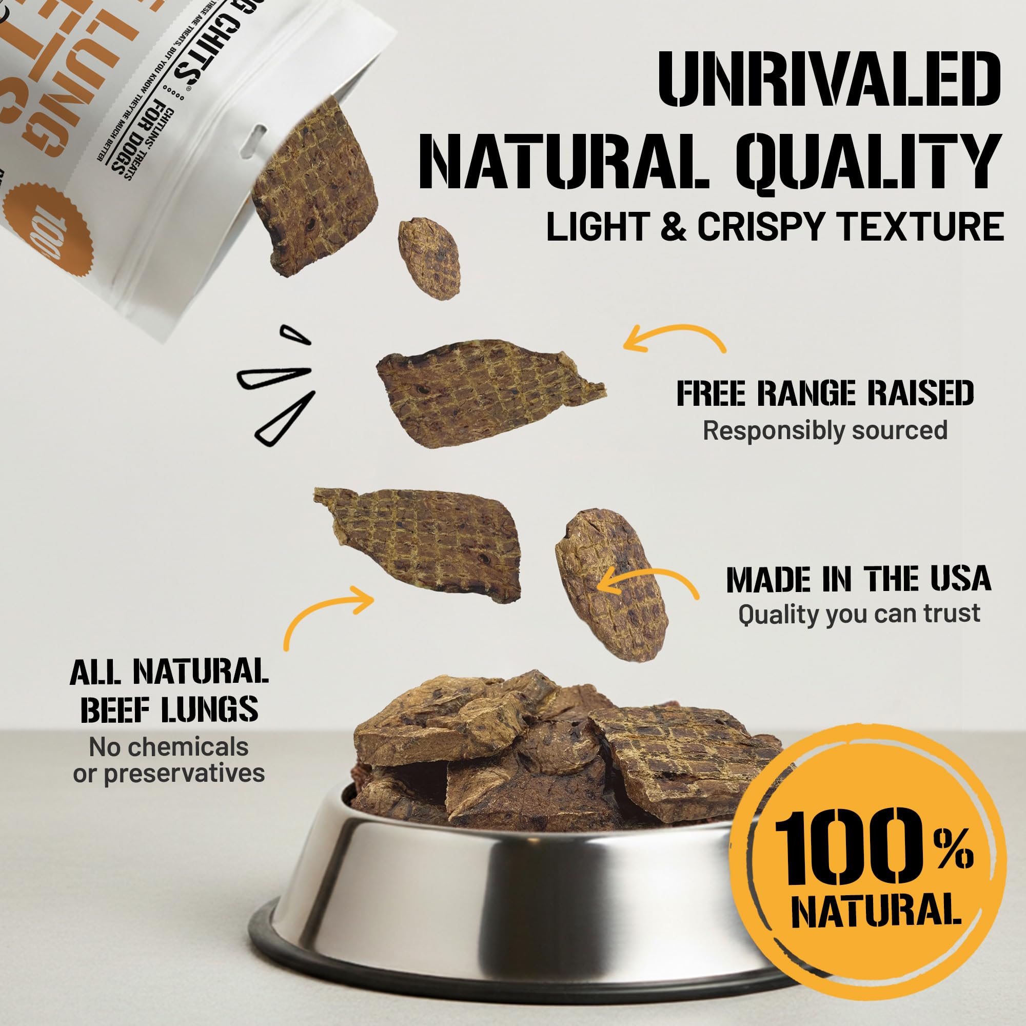 Dog Chits Beef Lung Treats suit both puppies and seniors.