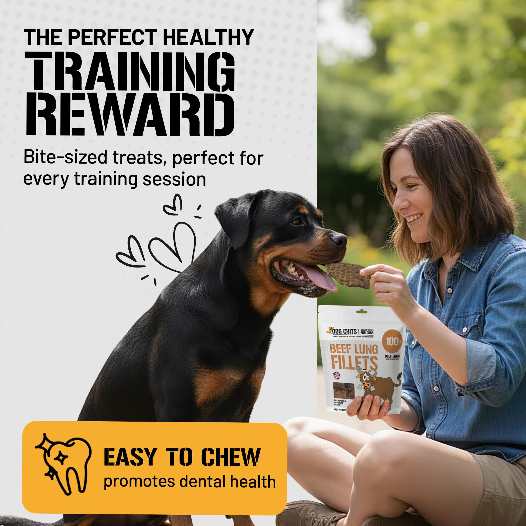 Dog Chits Beef Lung Treats used during training rewards.