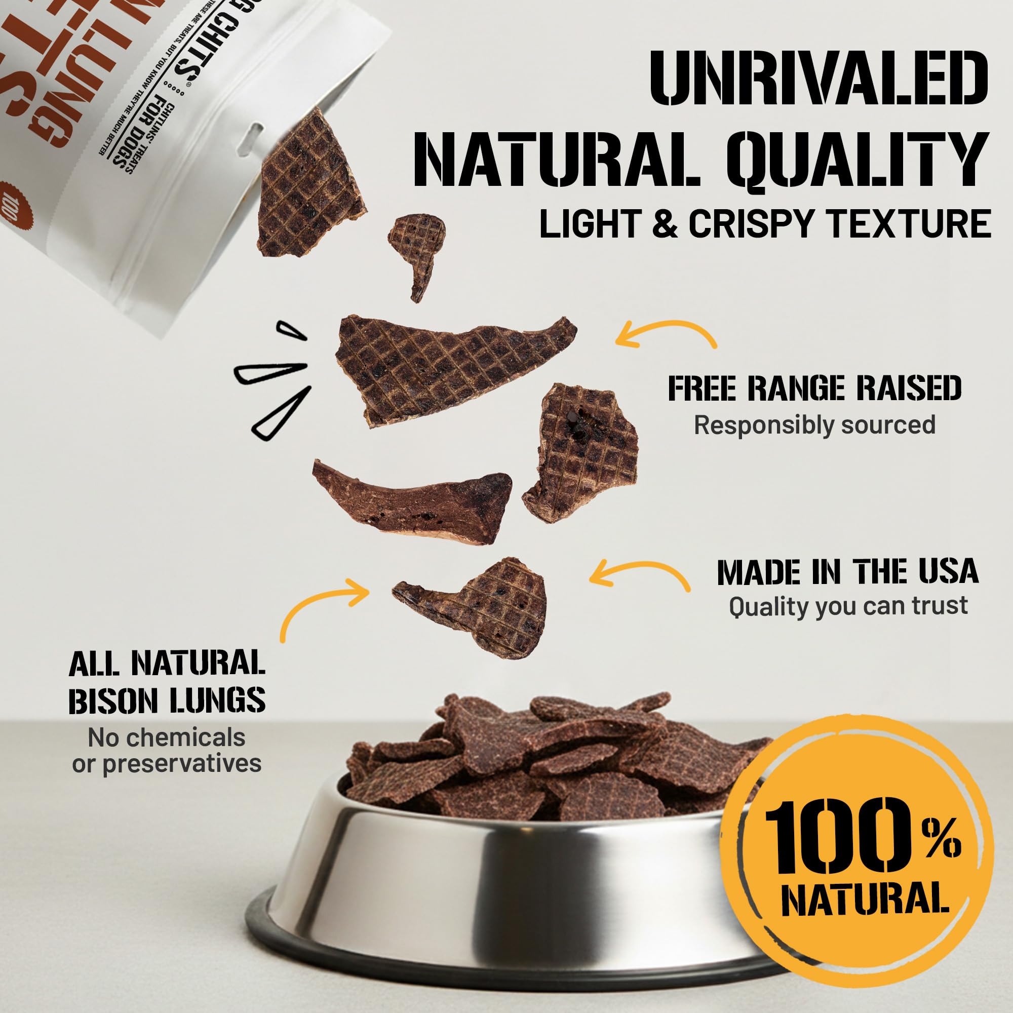 Dog Chits Bison Lung Fillets soft treat image demonstrates easy portioning for training.