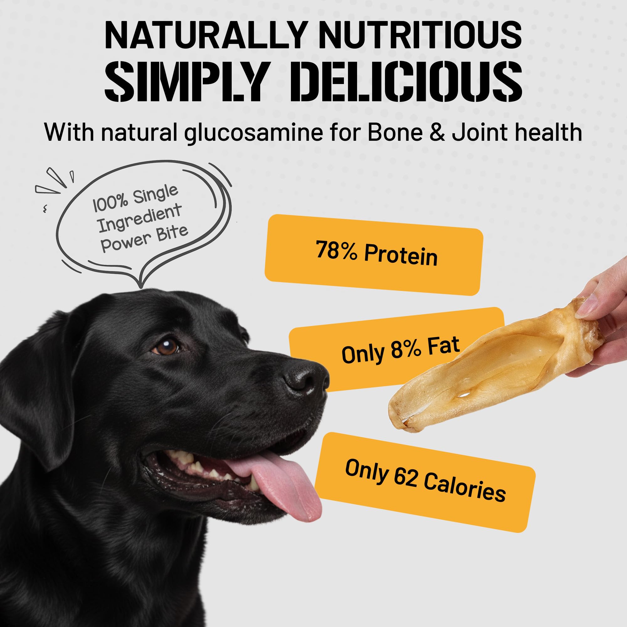 Dog Chits Lamb Ears texture-closeup: crunchy grain-free chew for dogs