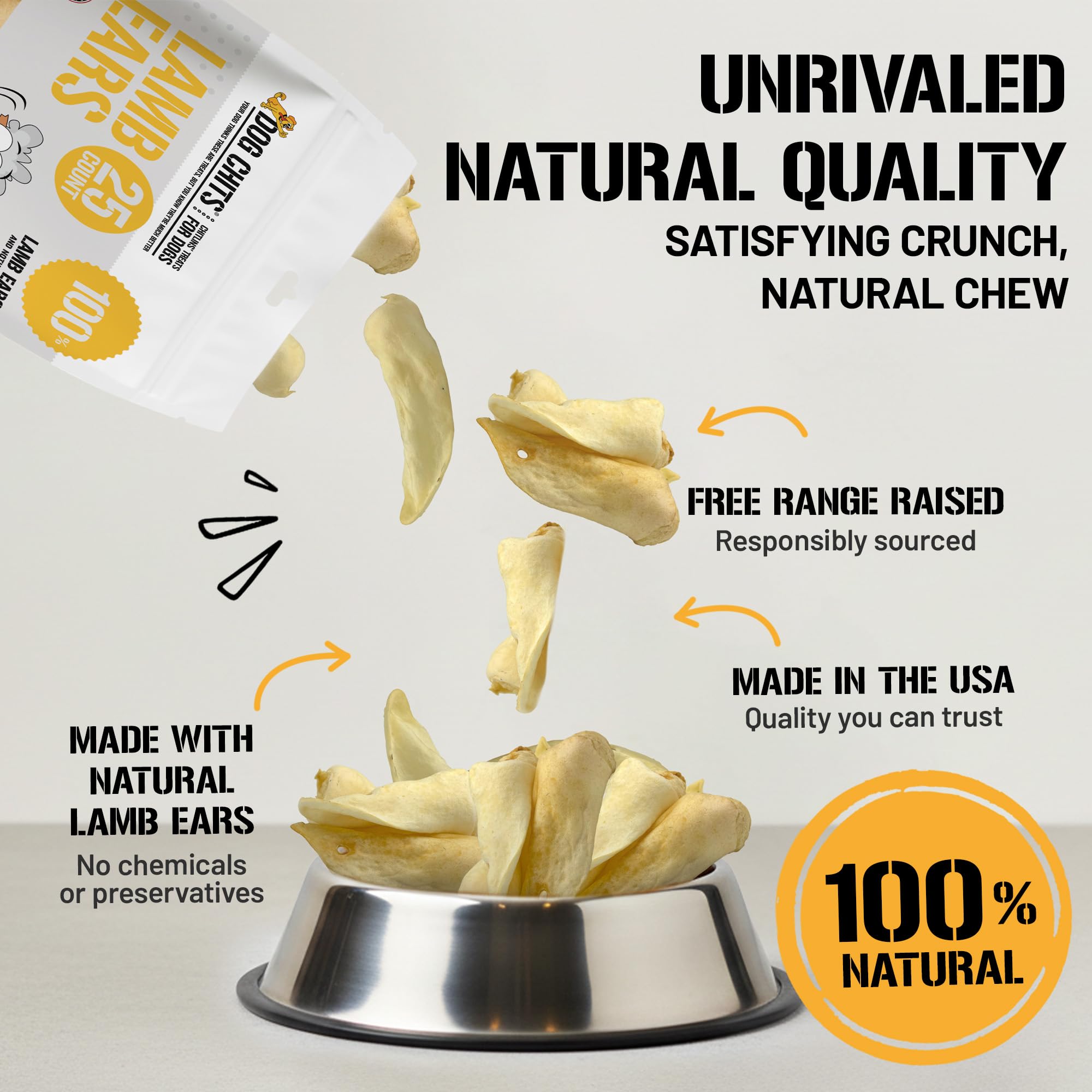 Dog Chits Lamb Ears training-chew image showcases a high-protein reward for focus.