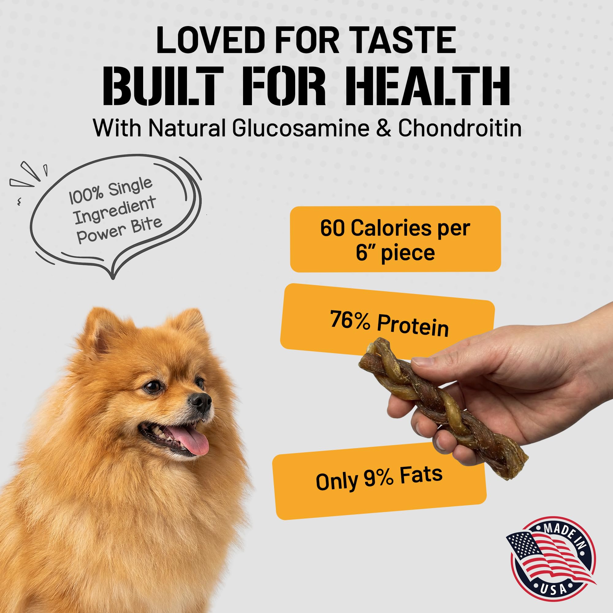 Dog Chits Lamb Esophagus Chews braided texture closeup highlights durable, engaging chew