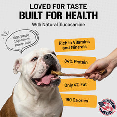 Dog Chits lamb pizzle close-up texture emphasizes natural ingredients for chews.