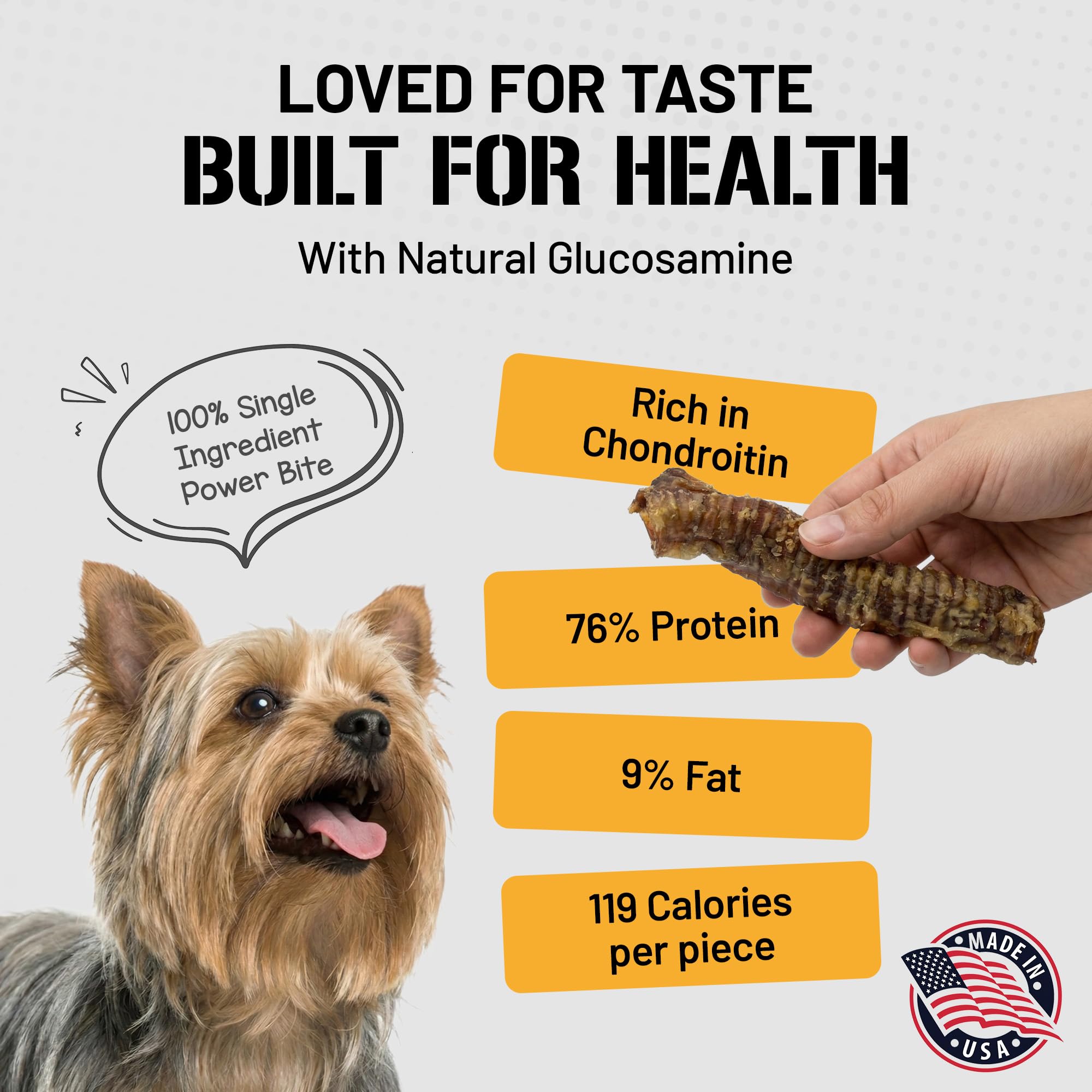 Dog Chits Lamb Trachea chew closeup 2 highlights crunchy texture for dental-friendly chewing.