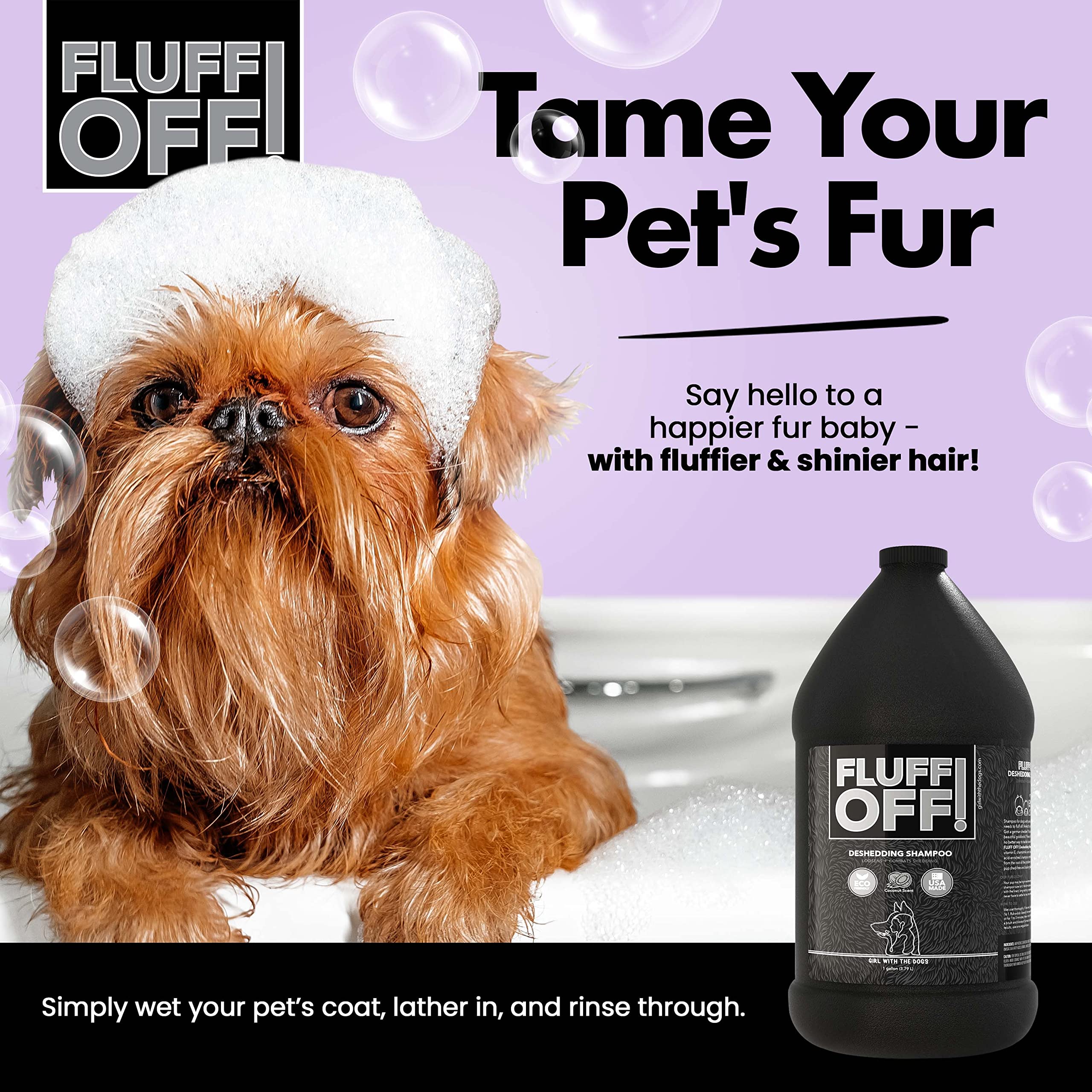 Dog coat after Girl With The Dogs Fluff Off bath looks soft and shiny