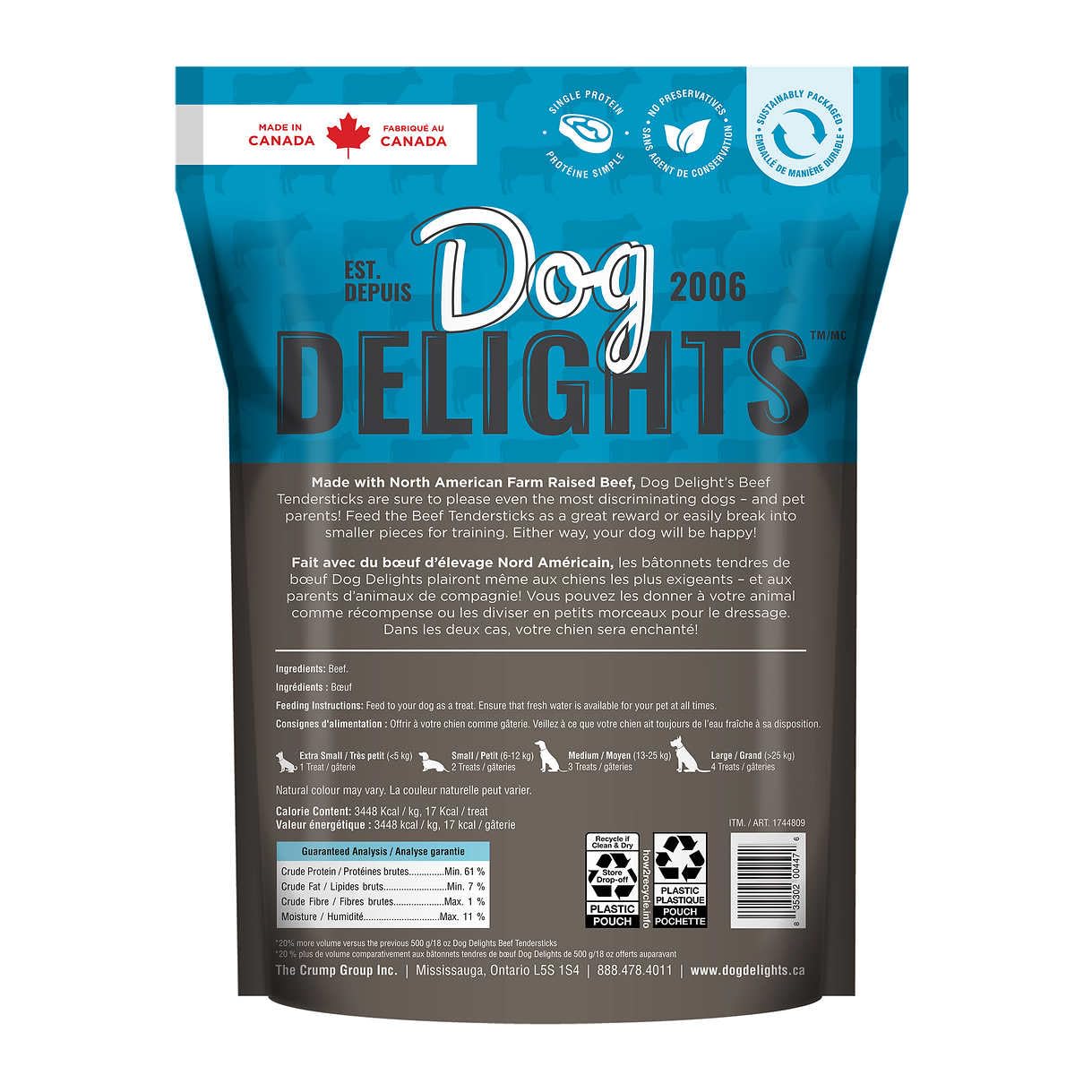Dog Delights Beef Tendersticks slices ready for training rewards