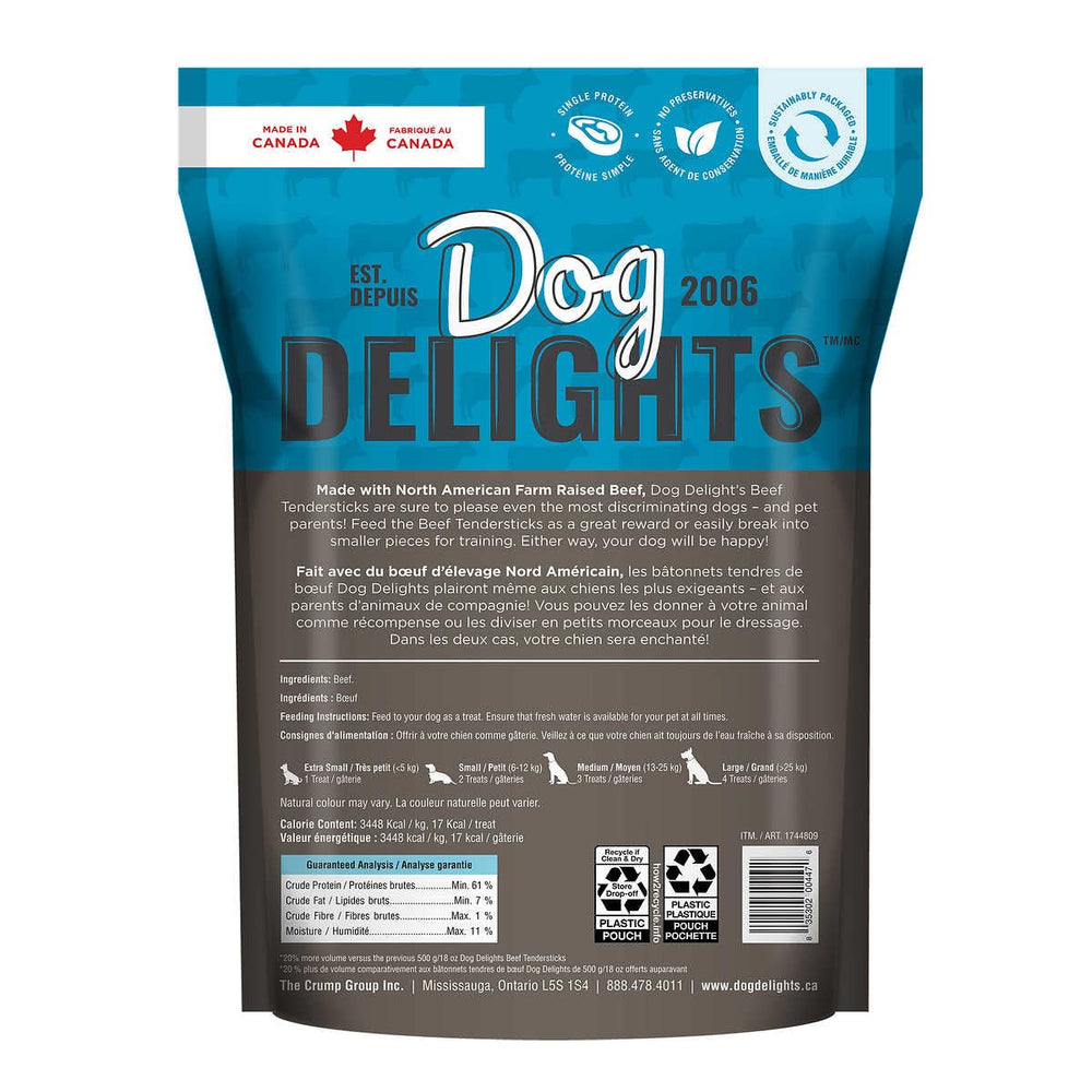 Dog Delights Beef Tendersticks slices ready for training rewards