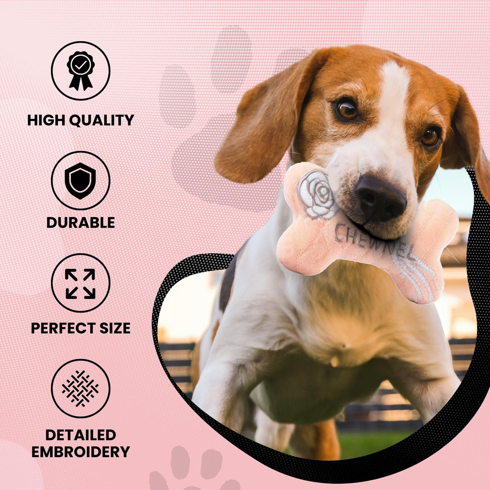 Dog Diggin Designs Chewnel Blush applique detail showcases bold patterns and iconic logos