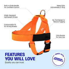 Dog Friendly Co Harness clip-on design for fast on/off during outings.