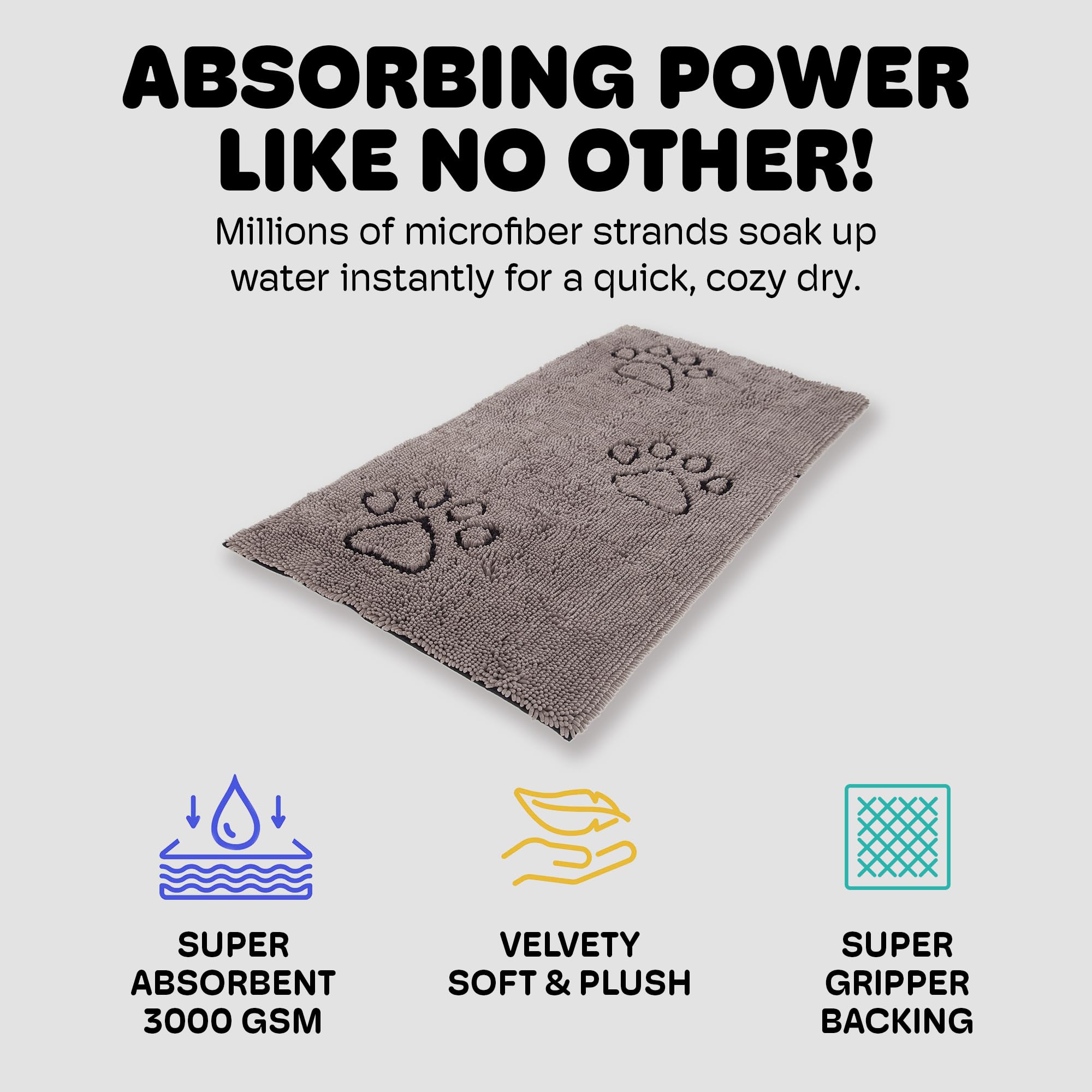 Dog Gone Smart Dirty Dog Doormat features plush microfiber for paw comfort.