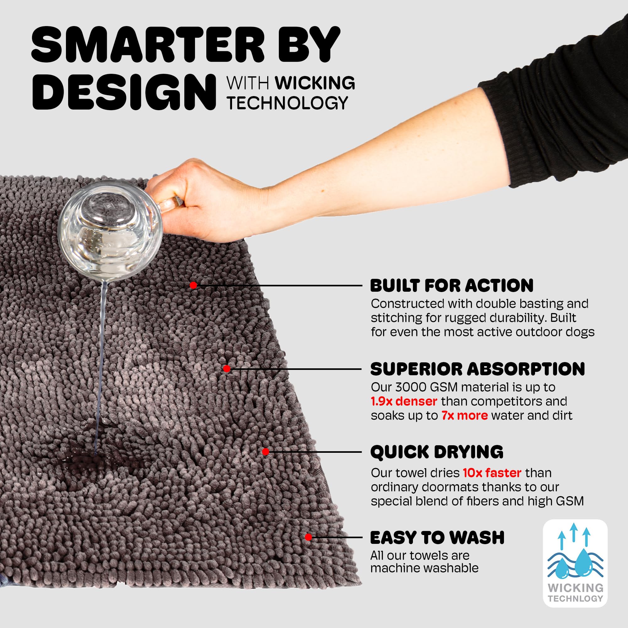 Dog Gone Smart Dirty Dog Doormat's stay-put backing keeps it secure.