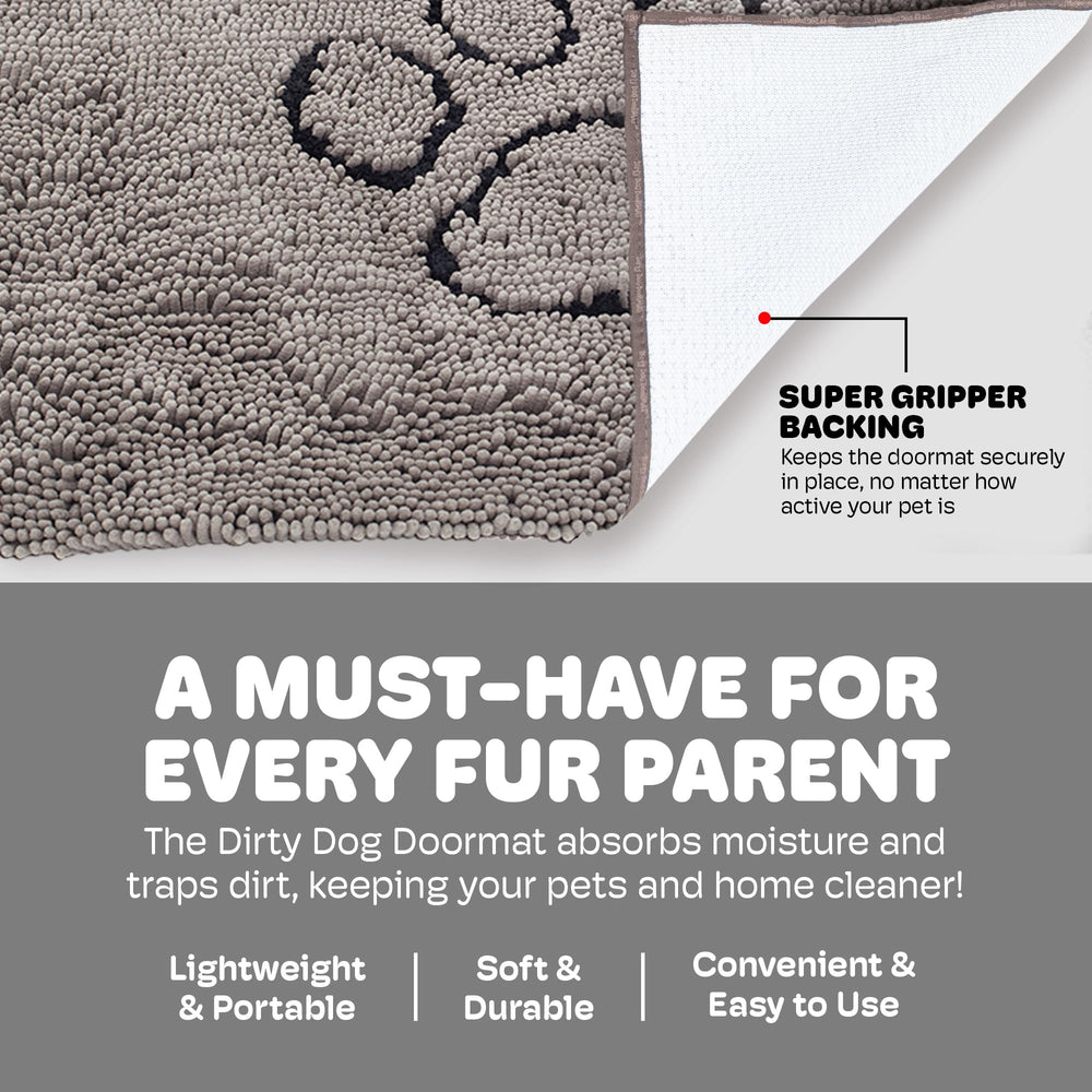 Dog Gone Smart Dirty Dog Doormat suits cars, crates, and entrances.