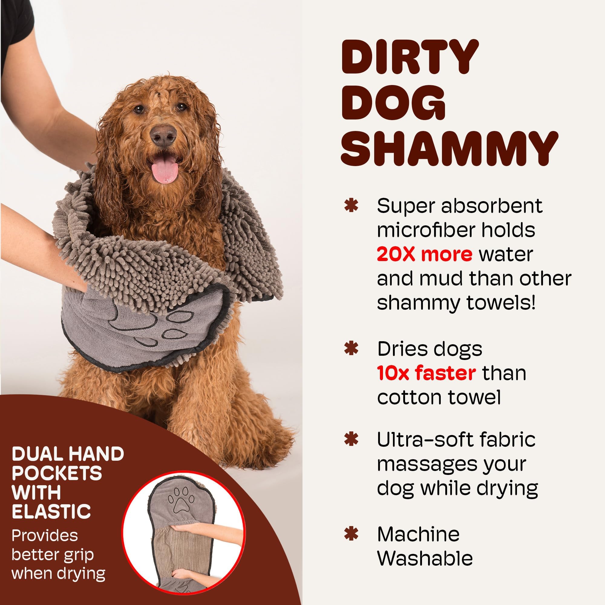 Dog Gone Smart Dirty Dog Shammy antimicrobial weave helps keep the towel fresher between uses.