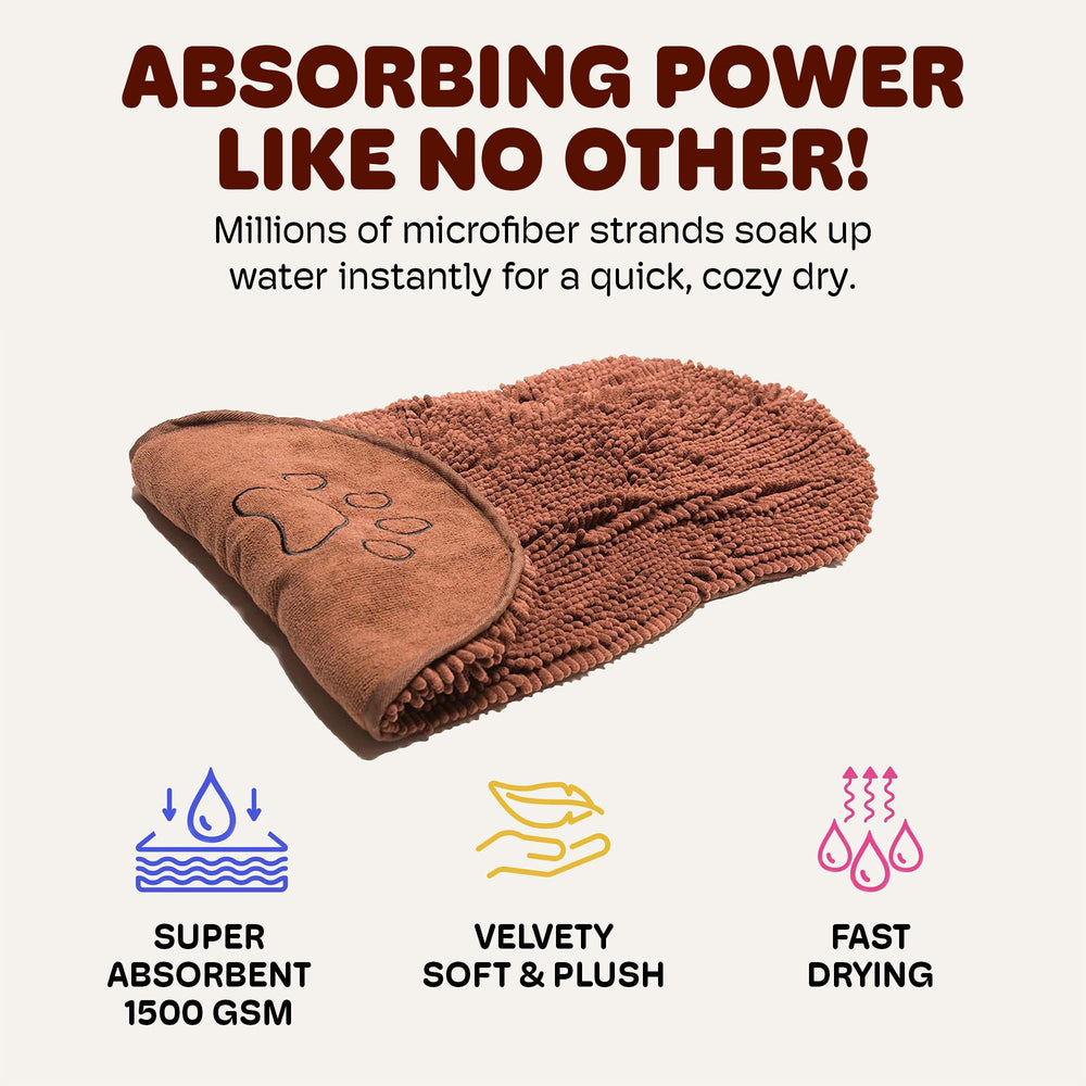 Dog Gone Smart Dirty Dog Shammy elastic edge provides secure grip during drying.